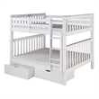 Santa Fe Mission Tall Bunk Bed Full over Full with Under Bed Drawers - White