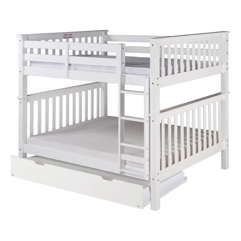 Santa Fe Mission Tall Bunk Bed Full over Full with Twin Trundle Bed - White