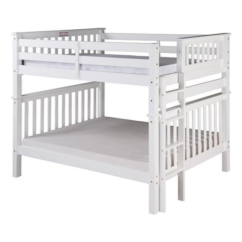 Santa Fe Mission Tall Bunk Bed Full over Full - Bed End Ladder - White Finish