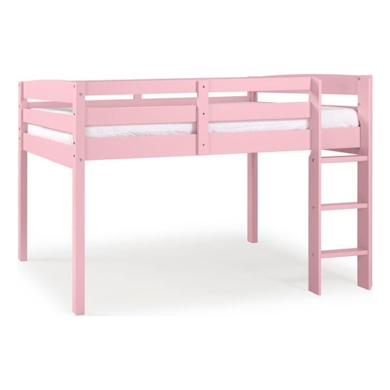 Tribeca Solid Wood Low Loft Bed Frame / Slat Mattress Foundation / Twin - Pink