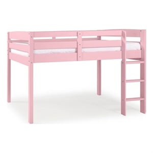 Tribeca Solid Wood Low Loft Bed Frame / Slat Mattress Foundation / Twin - Pink