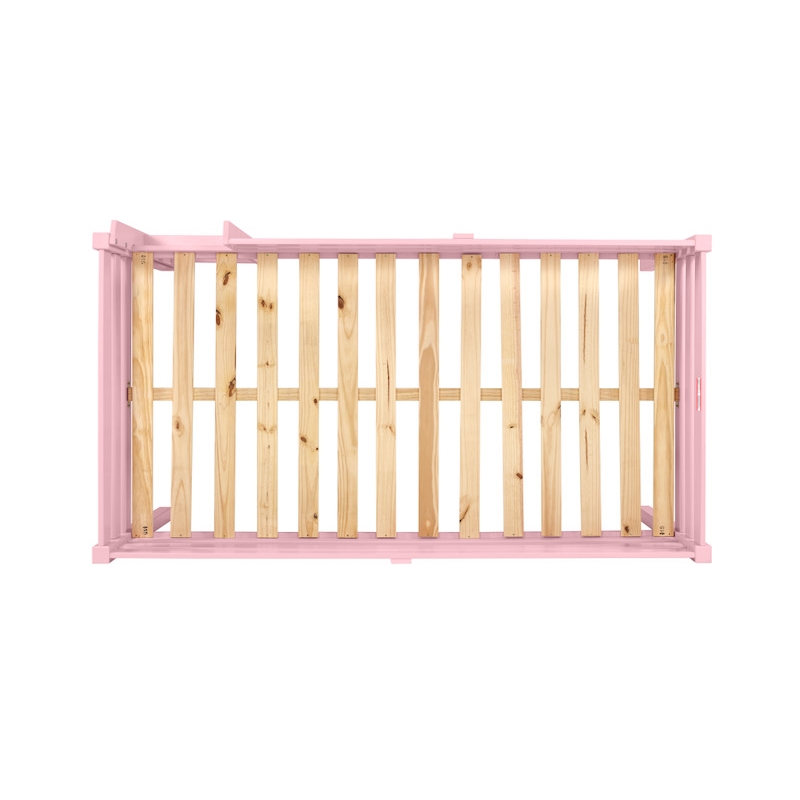 Tribeca Solid Wood Low Loft Bed Frame / Slat Mattress Foundation / Twin - Pink