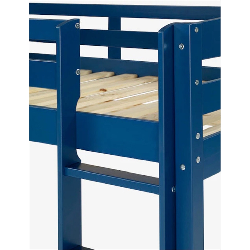 Tribeca Solid Wood Low Loft Bed Frame/Slat Mattress Foundation/Twin in Blue