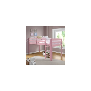 Tribeca Solid Wood Low Loft Bed Frame/Slat Mattress Foundation/Full in Pink
