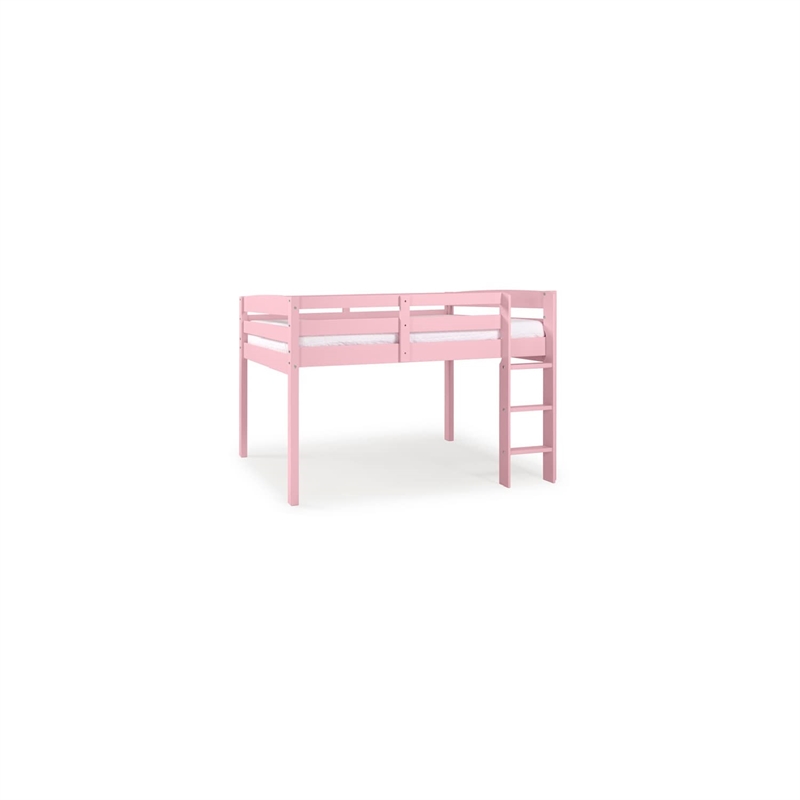 Tribeca Solid Wood Low Loft Bed Frame/Slat Mattress Foundation/Full in Pink