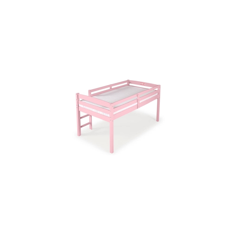 Tribeca Solid Wood Low Loft Bed Frame/Slat Mattress Foundation/Full in Pink