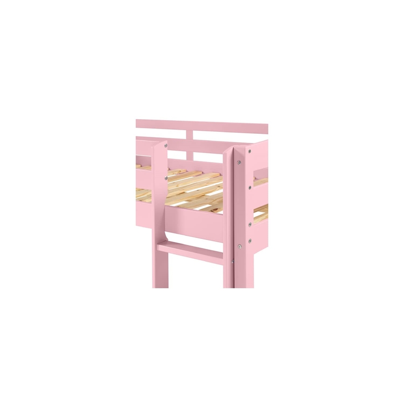 Tribeca Solid Wood Low Loft Bed Frame/Slat Mattress Foundation/Full in Pink