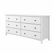 Shaker Style 6 Drawer Dresser - White Finish