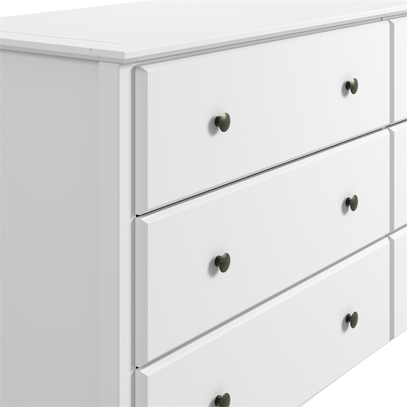 Shaker Style 6 Drawer Dresser - White Finish