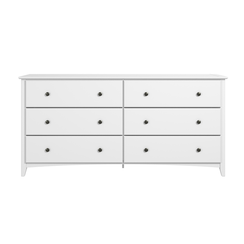 Shaker Style 6 Drawer Dresser - White Finish