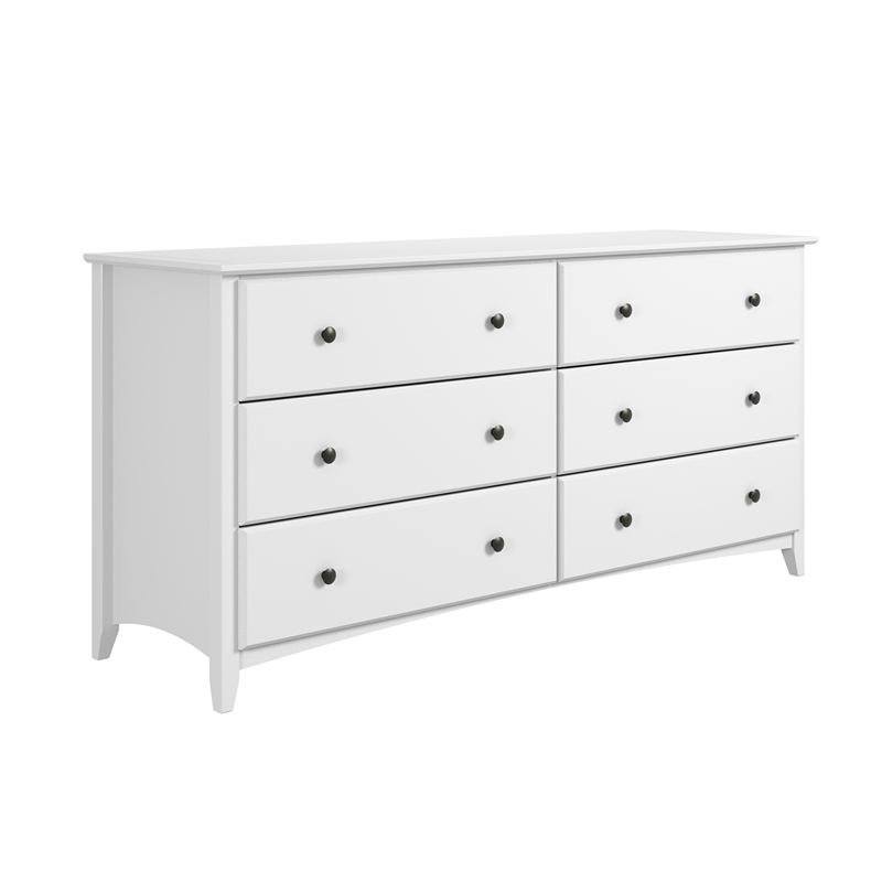 Shaker Style 6 Drawer Dresser - White Finish