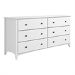 Shaker Style 6 Drawer Dresser - White Finish