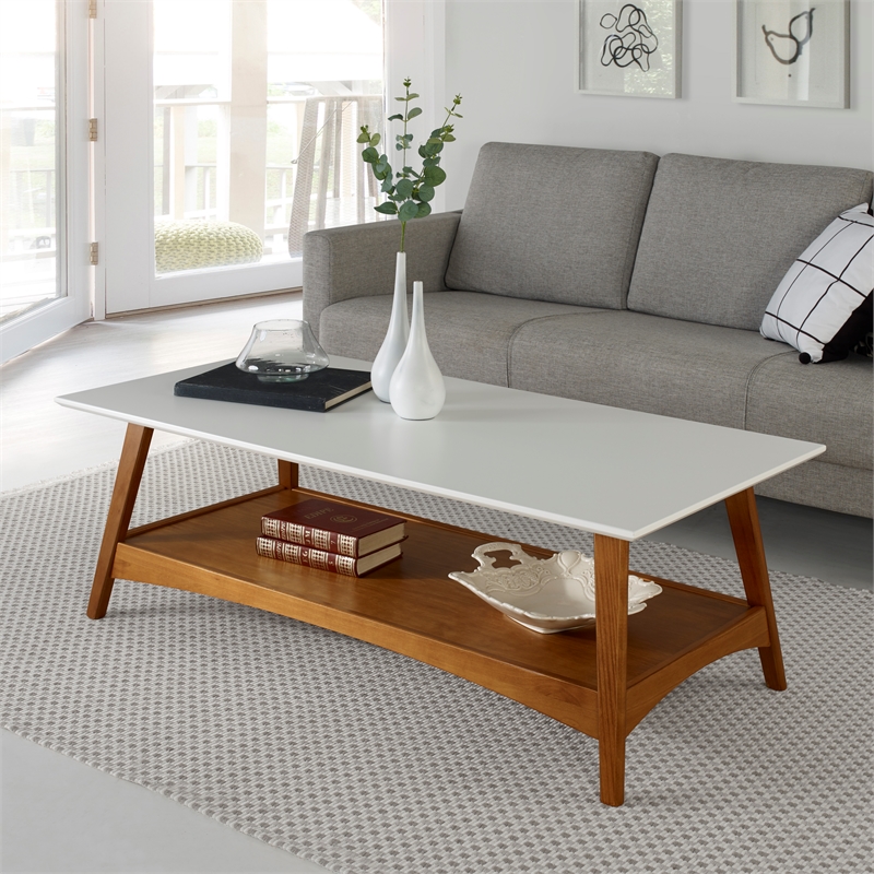 Mid Century Modern Coffee Table Castanho and White Finish