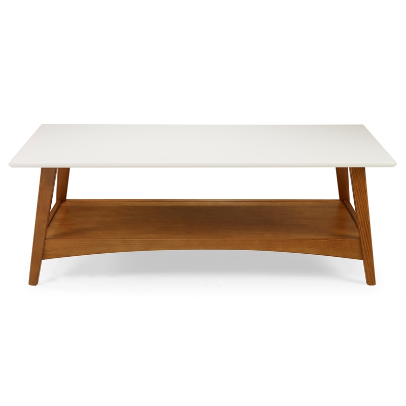 Mid Century Modern Coffee Table Castanho and White Finish