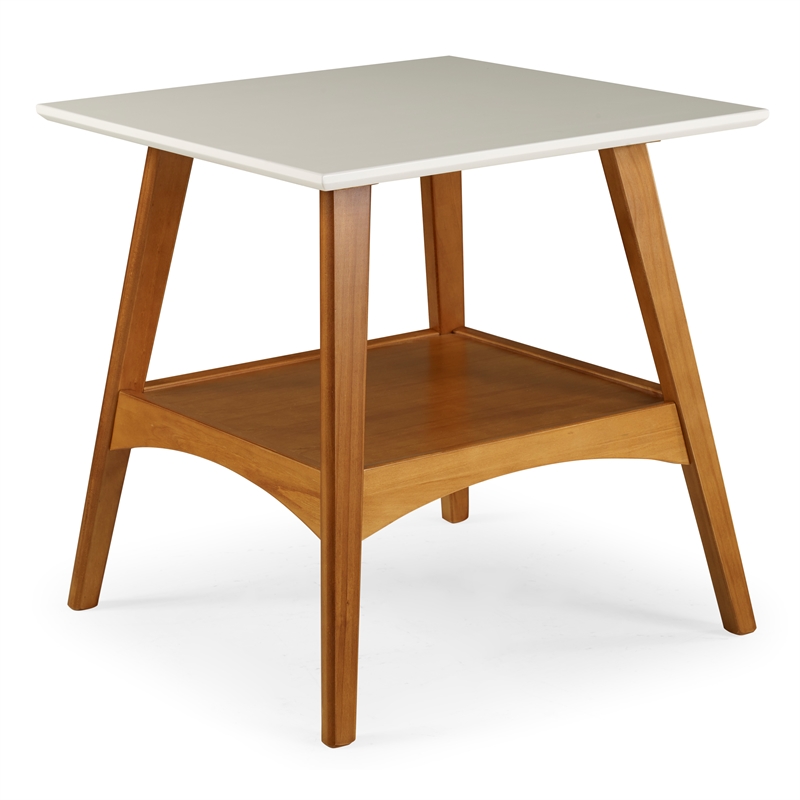 Mid Century Modern End Table Castanho and White Finish