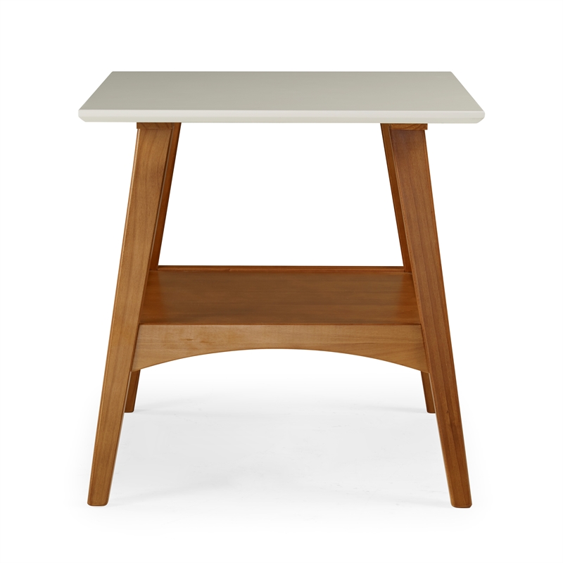 Mid Century Modern End Table Castanho and White Finish