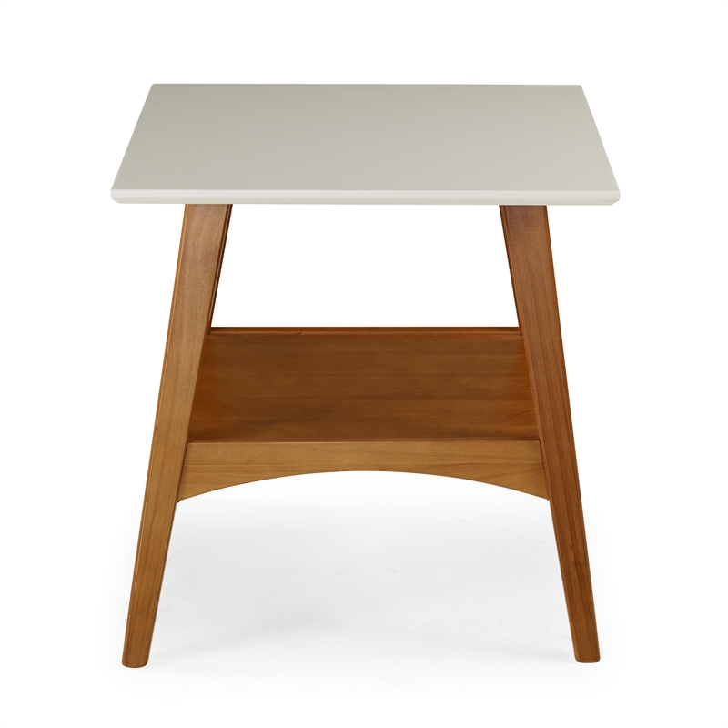 Mid Century Modern End Table Castanho and White Finish