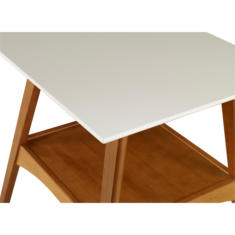 Mid Century Modern End Table Castanho and White Finish