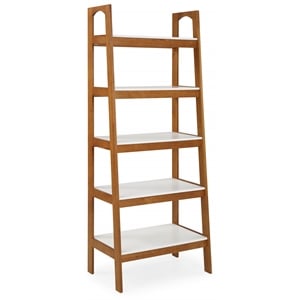 Mid Century Modern Open Bookcase Castanho and White Finish