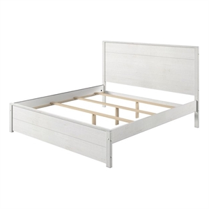 Hampton Solid Wood Bed Queen Size - Coastal White Finish