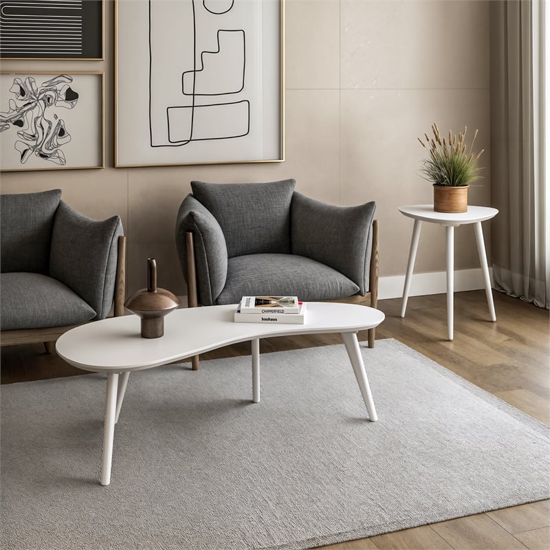Mid Century Modern Coffee Table - White Finish