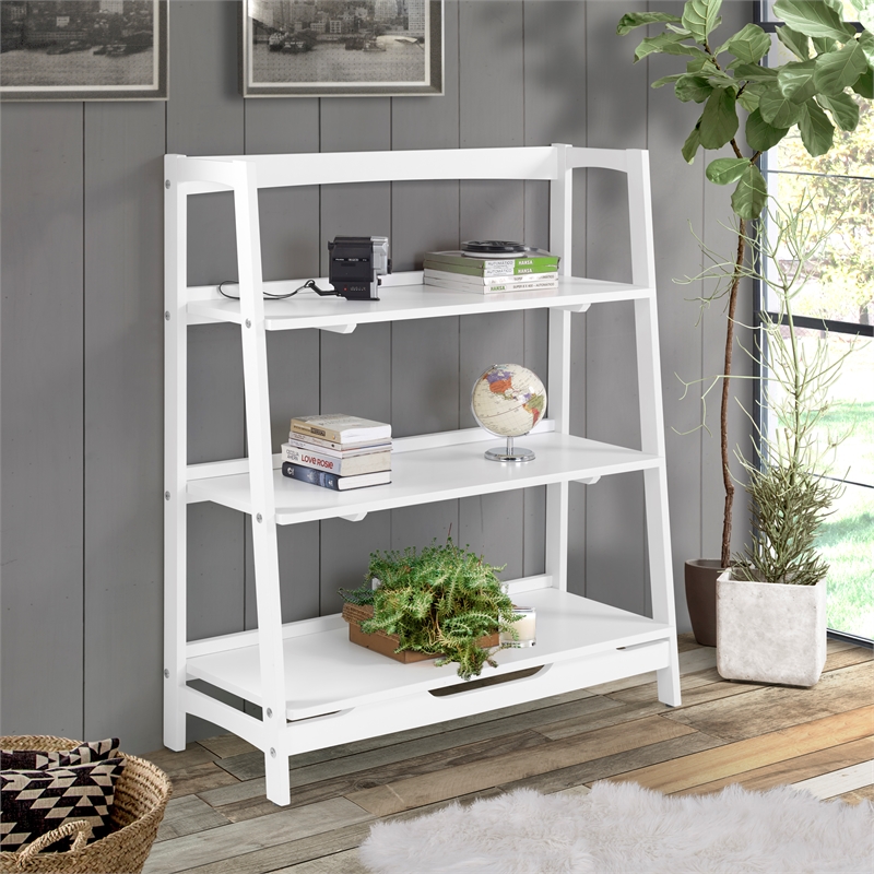 Mid Century Open Shelving Unit - White Finish
