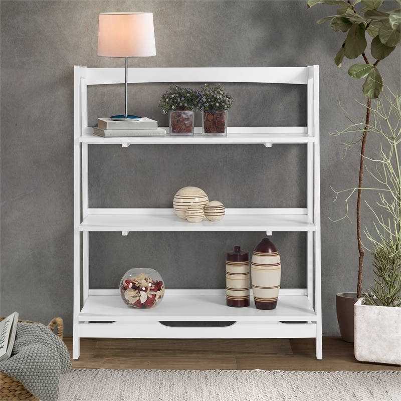 Mid Century Open Shelving Unit - White Finish