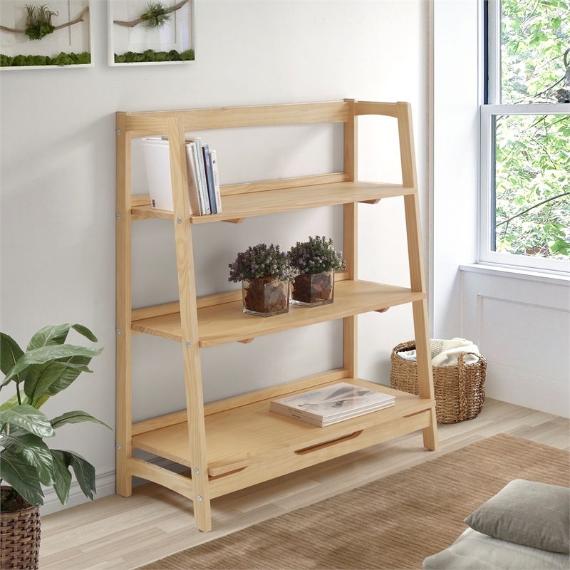 Mid Century Open Shelving Unit - Oak Finish