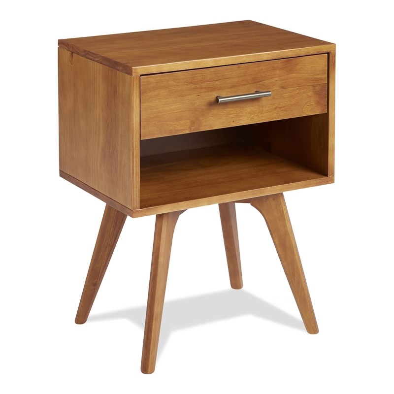 Mid Century Modern One Drawer Nightstand - Castanho Finish