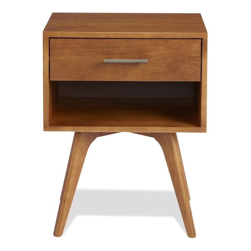 Mid Century Modern One Drawer Nightstand - Castanho Finish
