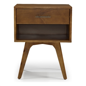 mid century modern one drawer nightstand - castanho finish