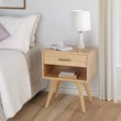 Mid Century Modern One Drawer Nightstand - Oak Finish