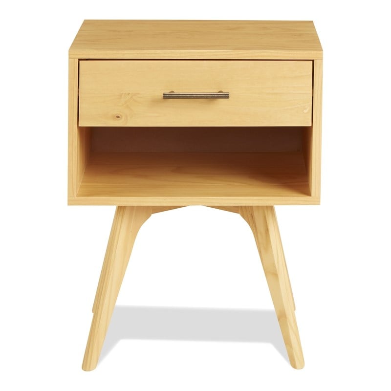 Mid Century Modern One Drawer Nightstand - Oak Finish