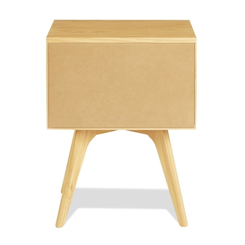 Mid Century Modern One Drawer Nightstand - Oak Finish