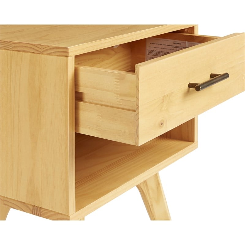 Mid Century Modern One Drawer Nightstand - Oak Finish