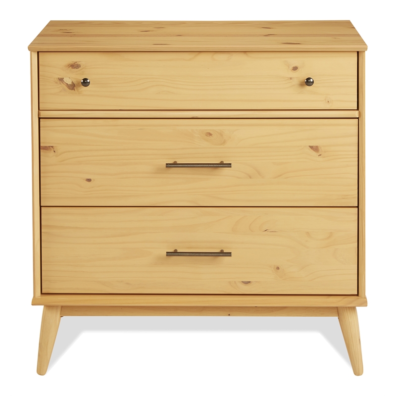 Mid Century Three Drawer Dresser - Scandinavian Oak Finish