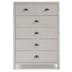 Hampton Camaflexi 33&quotW Five Drawer Wood Chest in Coastal White Finish