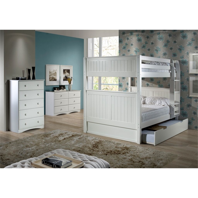 Camaflexi Full over Full Bunk Bed with Twin Trundle - Panel Headboard