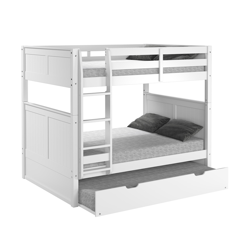 Camaflexi Full over Full Bunk Bed with Twin Trundle - Panel Headboard