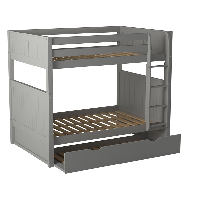 Camaflexi Full over Full Bunk Bed with Twin Trundle - Panel Headboard