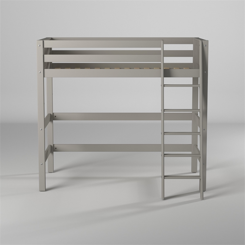 Camaflexi Twin Size High Loft Bed - Panel Headboard - Gray Finish