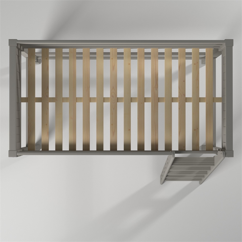 Camaflexi Twin Size High Loft Bed - Panel Headboard - Gray Finish