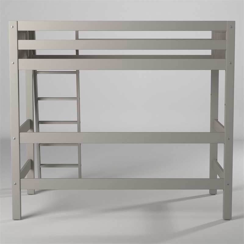 Camaflexi Twin Size High Loft Bed - Panel Headboard - Gray Finish