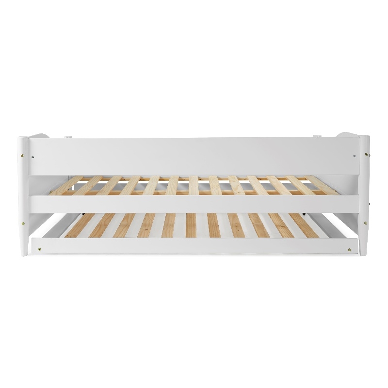 Mid Century Classic Twin Size Day Bed with Trundle White Finish