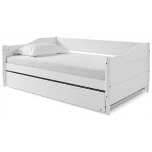 Mid Century Classic Twin Size Day Bed with Trundle White Finish