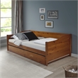 Mid Century Classic Twin Size Day Bed with Trundle Castanho Finish