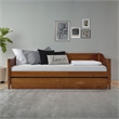 Mid Century Classic Twin Size Day Bed with Trundle Castanho Finish