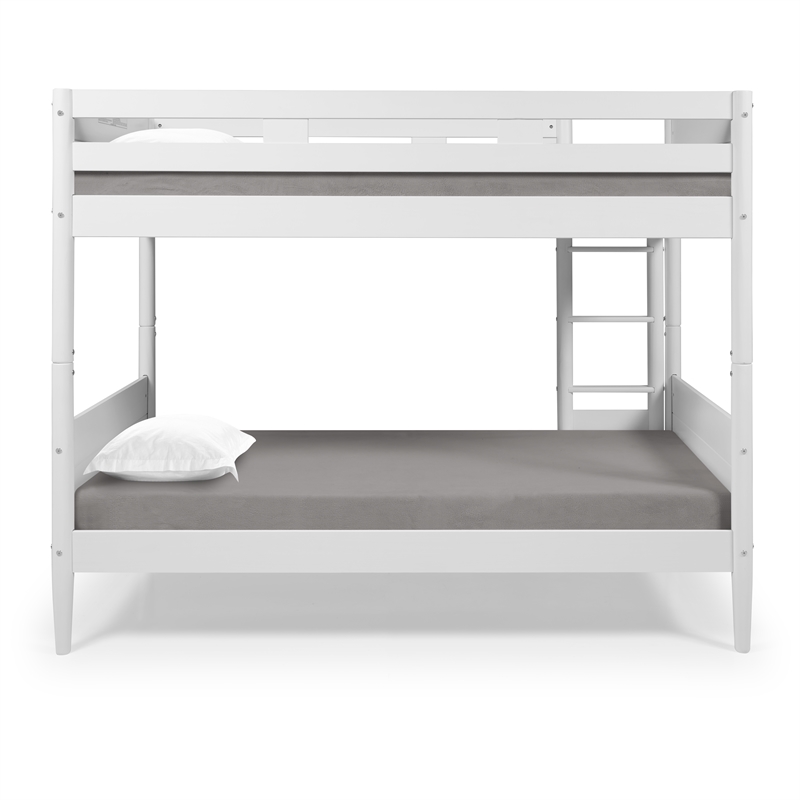 Mid Century Modern Bunk Bed Twin over Twin - White Finish