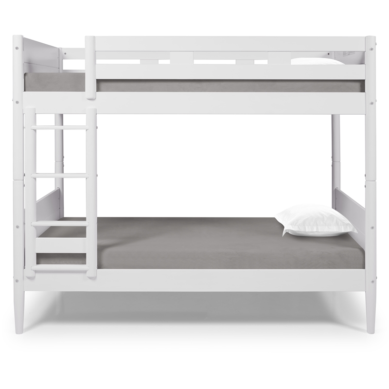 Mid Century Modern Bunk Bed Twin over Twin - White Finish