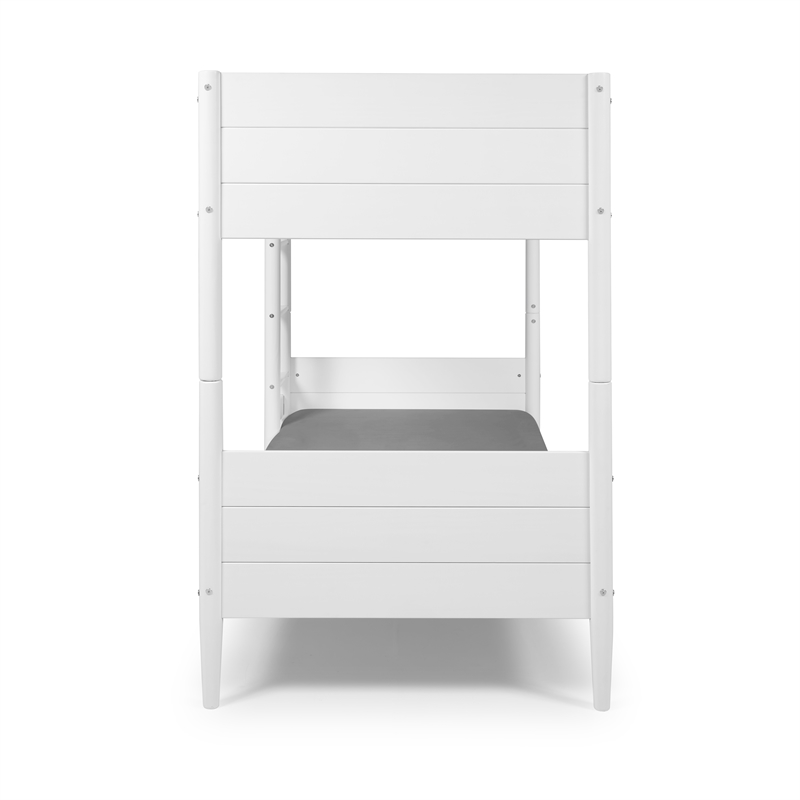 Mid Century Modern Bunk Bed Twin over Twin - White Finish